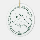 Kerst Custom Naam Waterman Zodiac Sign Groen Keramisch Ornament (Links)