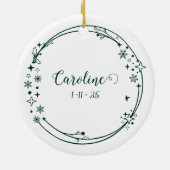 Kerst Custom Naam Waterman Zodiac Sign Groen Keramisch Ornament (Achterkant)