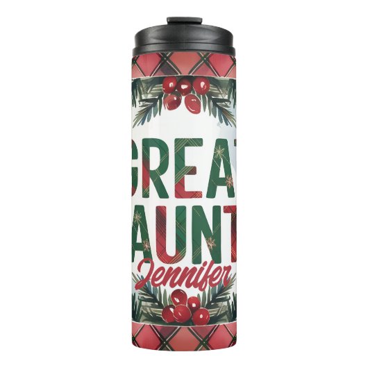 Kerst Custom nicht en neef namen grote tante Thermosbeker (Voorkant)