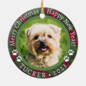 Kerst Custom Pet Foto Naam Jaar Ornament (Achterkant)