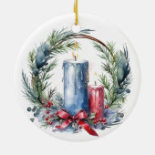 Kerst Custom Vriend Kaarsen Krans Krans Keramisch Ornament (Achterkant)