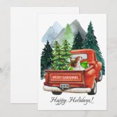 Kerst Cute Beagle en Vintage Truck Waterverf Feestdagenkaart (Voorkant / Achterkant)