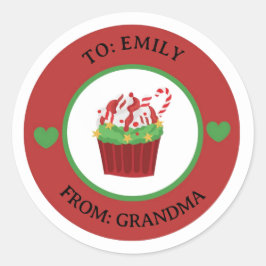 Kerst Cute Cupcake Naar & Van vakantietag Ronde Sticker