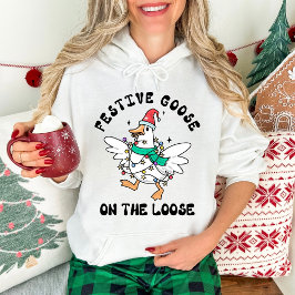 Kerst Cute Festieve Gans op de Loop Hoodie