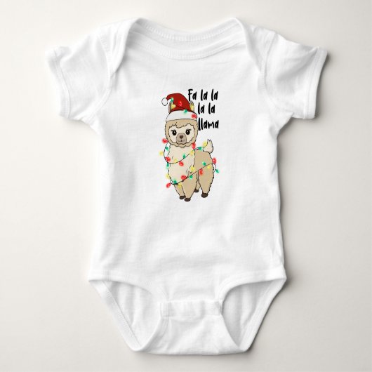 Kerst Cute Festive Fa La La Llama Modern Romper (Voorkant)