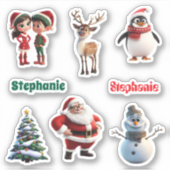 Kerst Cute Geanimeerde Gepersonaliseerde naam Sticker (Voorkant)