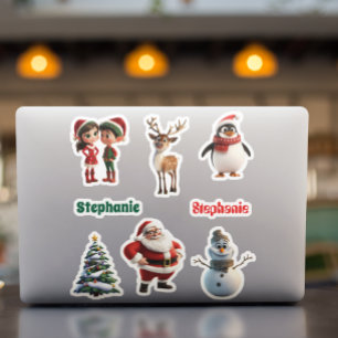 Kerst Cute Geanimeerde Gepersonaliseerde naam Sticker