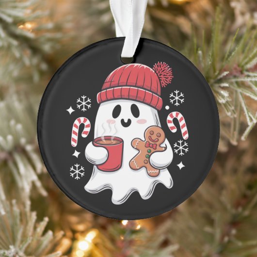 Kerst Cute Geest IJskoude Koffie Retro Kerstmis Ko Ornament (Boom)