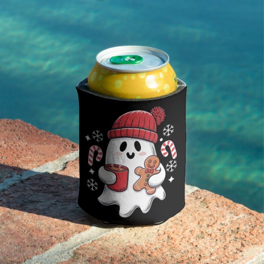 Kerst Cute Ghost Iced Coffee Retro Kerstmis Coffee Blikjeskoeler (Insitu Zwembad)