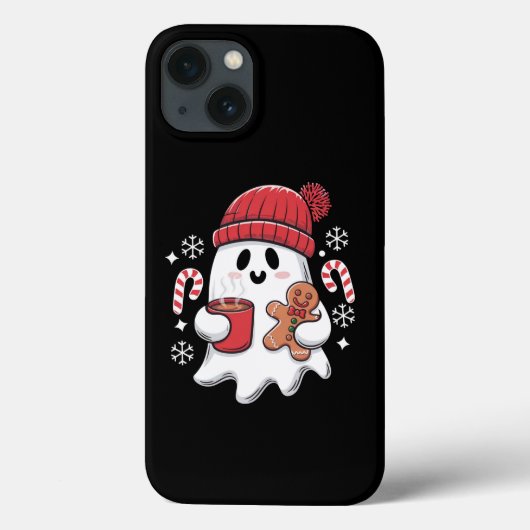 Kerst Cute Ghost Iced Coffee Retro Kerstmis Coffee Case-Mate iPhone Case (Achterkant)