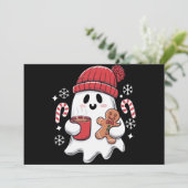 Kerst Cute Ghost Iced Coffee Retro Kerstmis Coffee Feestdagenkaart (Staand voorkant)