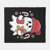 Kerst Cute Ghost Iced Coffee Retro Kerstmis Coffee Fleece Deken (Voorkant (Horizontaal))
