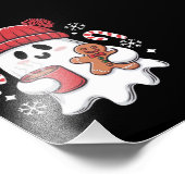 Kerst Cute Ghost Iced Coffee Retro Kerstmis Coffee Foto Afdruk (Hoek)