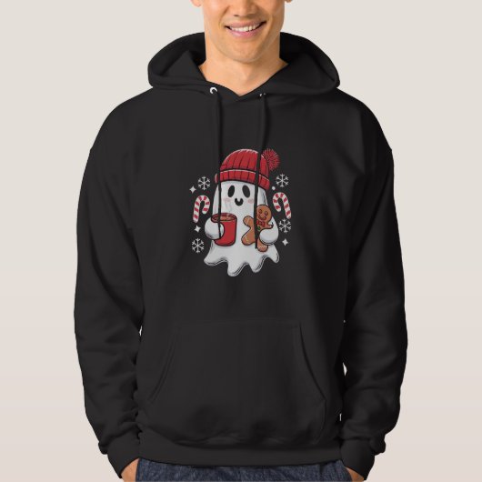 Kerst Cute Ghost Iced Coffee Retro Kerstmis Coffee Hoodie (Voorkant)