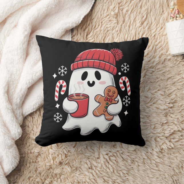 Kerst Cute Ghost Iced Coffee Retro Kerstmis Coffee Kussen (Deken)