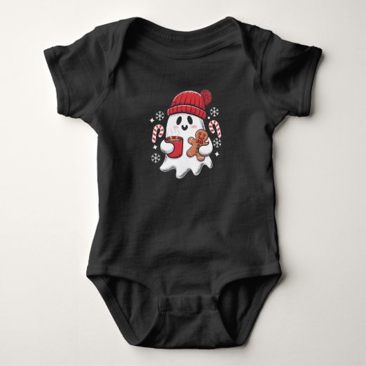 Kerst Cute Ghost Iced Coffee Retro Kerstmis Coffee Romper (Voorkant)