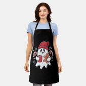 Kerst Cute Ghost Iced Coffee Retro Kerstmis Coffee Schort (Gedragen)