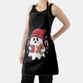 Kerst Cute Ghost Iced Coffee Retro Kerstmis Coffee Schort (Insitu)