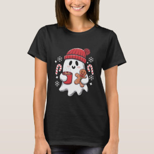 Kerst Cute Ghost Iced Coffee Retro Kerstmis Coffee T-shirt