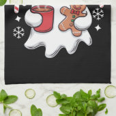 Kerst Cute Ghost Iced Coffee Retro Kerstmis Coffee Theedoek (Gevouwen)