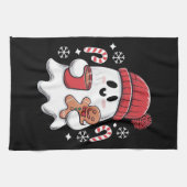 Kerst Cute Ghost Iced Coffee Retro Kerstmis Coffee Theedoek (Horizontaal)