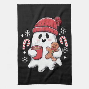 Kerst Cute Ghost Iced Coffee Retro Kerstmis Coffee Theedoek