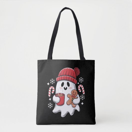 Kerst Cute Ghost Iced Coffee Retro Kerstmis Coffee Tote Bag (Voorkant)