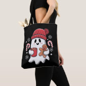 Kerst Cute Ghost Iced Coffee Retro Kerstmis Coffee Tote Bag (Dichtbij)