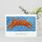Kerst Cute Rendier Illustratie Foto Feestdagenkaart (Staand voorkant)