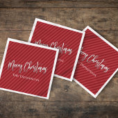 Kerst Cute Rode Whimsical Gestreepte Calligrafie  Servet
