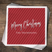Kerst Cute Rode Whimsical Gestreepte Calligrafie  Servet