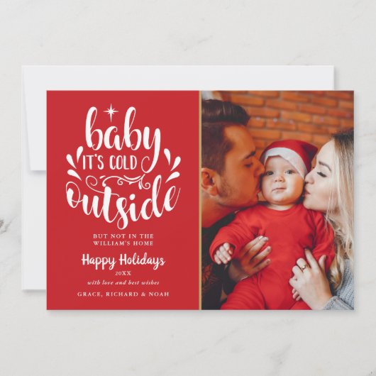 Kerst Cute Script Modern Foto Feestdagenkaart (Voorkant)