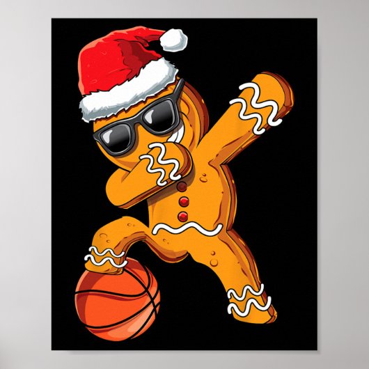Kerst Dabbing Gingerbread Man Dab Cool Sketll Poster (Voorkant)