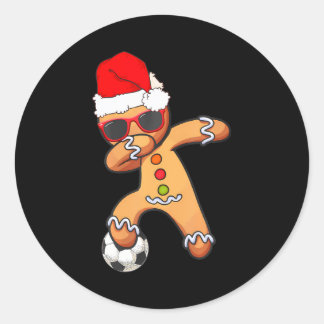 Kerst Dabbing Gingerbread Voetbal Grappige Mannen Ronde Sticker