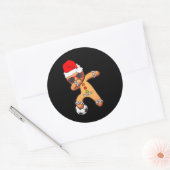 Kerst Dabbing Gingerbread Voetbal Grappige Mannen Ronde Sticker (Envelop)