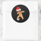 Kerst Dabbing Gingerbread Voetbal Grappige Mannen Ronde Sticker (Tas)