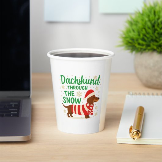 Kerst-dachshond-papieren bekers (Insitu)