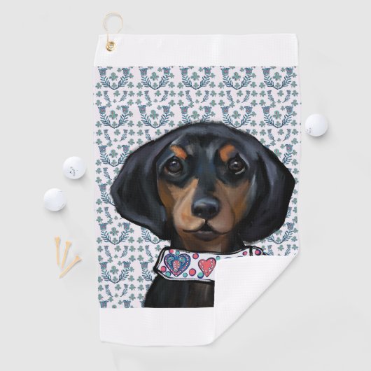 Kerst Dachshund Art Golfhanddoek (Insitu)