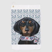 Kerst Dachshund Art Golfhanddoek (Voorkant)
