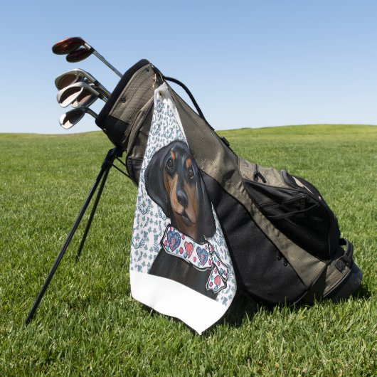 Kerst Dachshund Art Golfhanddoek (Groen)