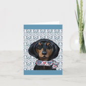 Kerst Dachshund Art Kaart (Voorkant)