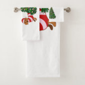 Kerst Dachshund Badkamer Handdoek Set (Insitu)