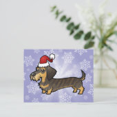 Kerst Dachshund (draadhaar) Feestdagenkaart (Staand voorkant)