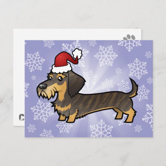 Kerst Dachshund (draadhaar) Feestdagenkaart (Voorkant / Achterkant)