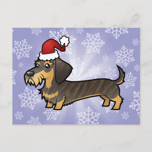 Kerst Dachshund (draadhaar) Feestdagenkaart (Voorkant)