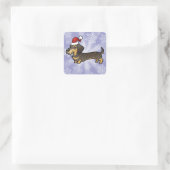 Kerst Dachshund (draadhaar) Vierkante Sticker (Tas)