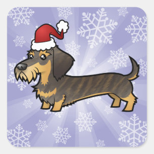 Kerst Dachshund (draadhaar) Vierkante Sticker