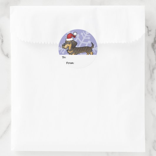Kerst Dachshund Gift Labels (draadhaar) (Tas)
