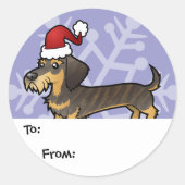 Kerst Dachshund Gift Labels (draadhaar) (Voorkant)