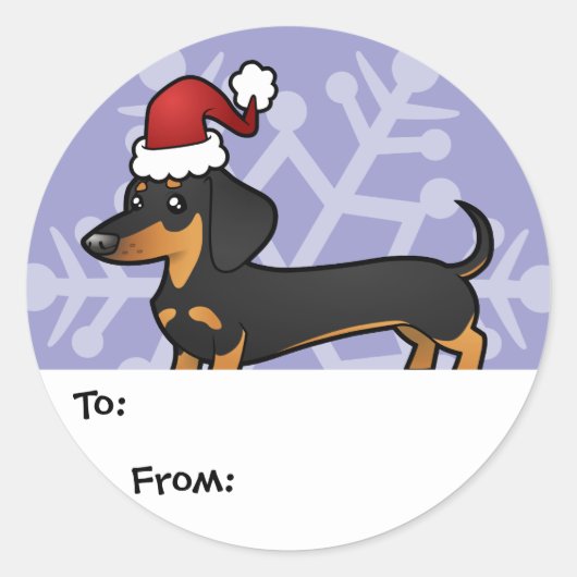 Kerst Dachshund Gift Labels (gladde vacht) (Voorkant)